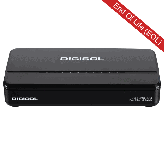 Digisol 8 Port Fast Ethernet Unmanaged Desktop Switch - DG-FS1008DG (H/W Ver. C1)