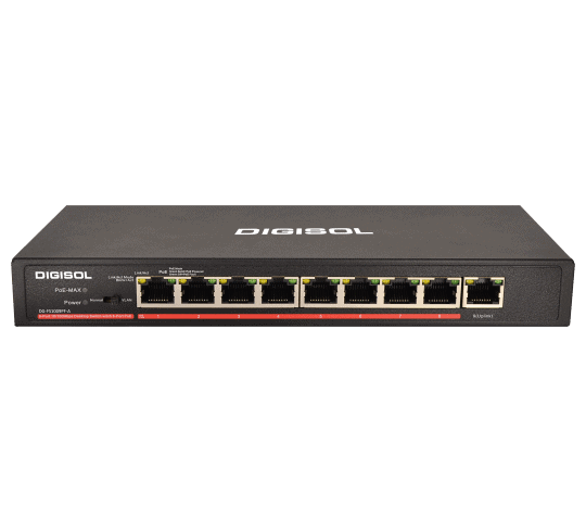 Digisol Fast Ethernet Unmanaged Desktop Switch with 8 PoE Ports and 1 Uplink Port - DG-FS1009PF-A (H/W Ver. A1)
