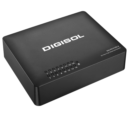 DIGISOL 16 Port Fast Ethernet Unmanaged Desktop Switch with External Power Adapter - DG-FS1016D-A (H/W Ver. B1)