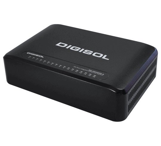 16 Port Gigabit Ethernet Unmanaged Desktop Switch with External Power Adapter - DG-GS1016D-A (H/W Ver. A1)