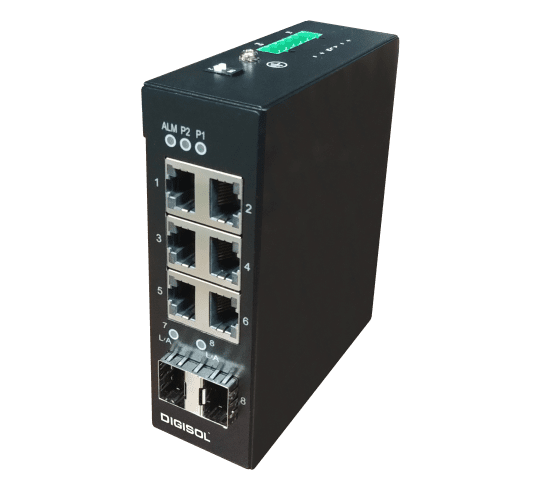 6 Port Fast Ethernet Unmanaged Industrial Switch with 2 SFP Ports - DG-IS1008F