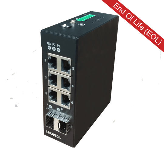 DG-IS1008F – Digisol 6 Port Fast Ethernet Unmanaged Industrial Switch with 2 SFP Ports