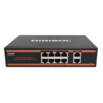 DIGISOL 8 Port PoE Gigabit Unmanaged Switch with 2 Uplink Ports – DG-GS1010PF-B