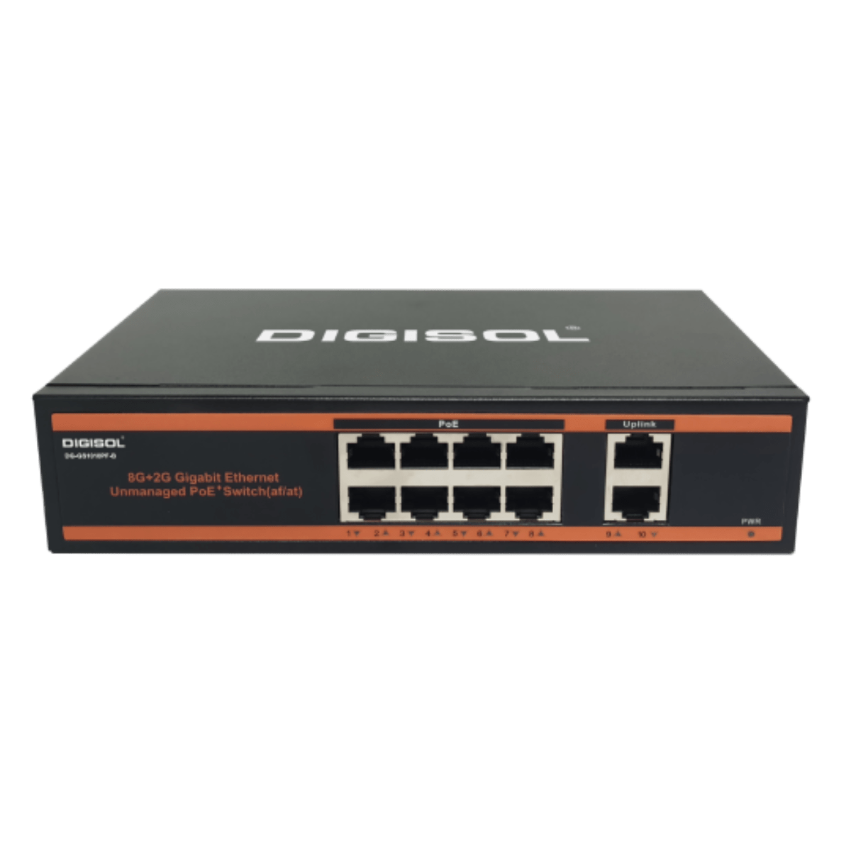 DIGISOL 8 Port PoE Gigabit Unmanaged Switch with 2 Uplink Ports -  DG-GS1010PF-B