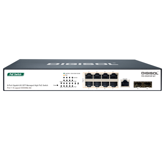 DIGISOL 8 Port Gigabit PoE Switch with 2 SFP Uplinks DG-GS2510P-BT