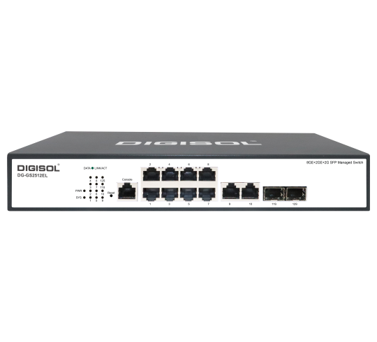 DIGISOL 8 Port L2 Switch with 2 SFP Uplink Ports DG-GS2512EL