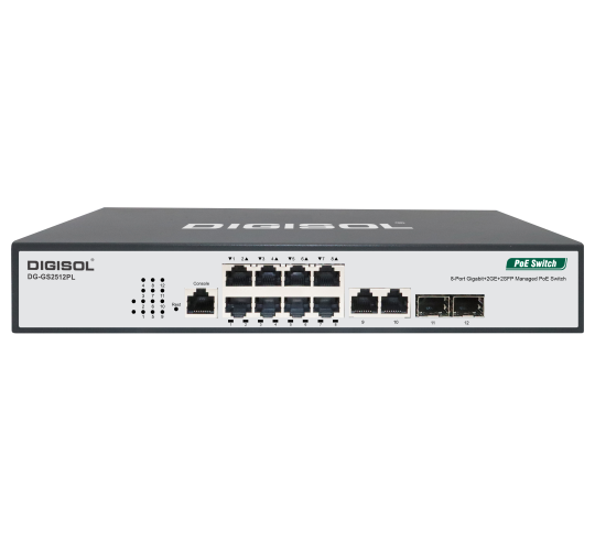 DIGISOL 8 Port PoE Switch with 4 Gigabit Uplink Ports DG-GS2512PL