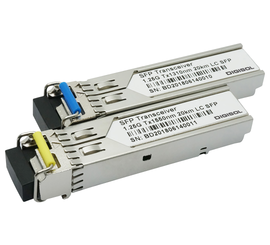 DIGISOL 1.25Gbps Single Mode Single Fiber SFP Transceivers DGFT-SMSSBDT-20 / DGFT-SMSSBDR-20