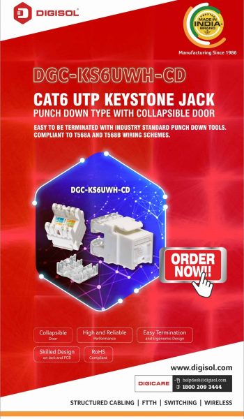 Cat6 UTP Collapsible Door Keystone - DGC-KS6UWH-CD EDM