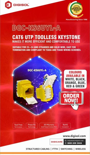 Cat6 UTP Solderless Toolless Keystone - DGC-KS6UYL-A EDM