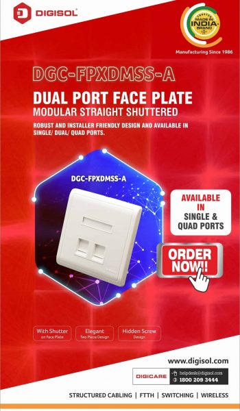 DGC-FPXDMSS-A - Digisol Dual Port Face Plate Modular Straight Shuttered